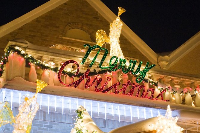 Dyker Heights Christmas Lights Tour - Fulton Ferry Landing, a quick skyline payoff