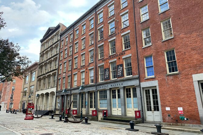 French Tour of South Manhattan - The Seaport and South Street: cobblestones, the port, and Brooklyn views