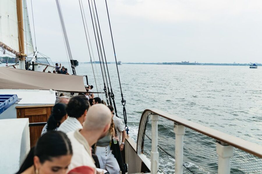 NYC: Sunset Jazz Sail aboard the 'Clipper City' - Statue of Liberty close views, plus Ellis Island and Governors Island